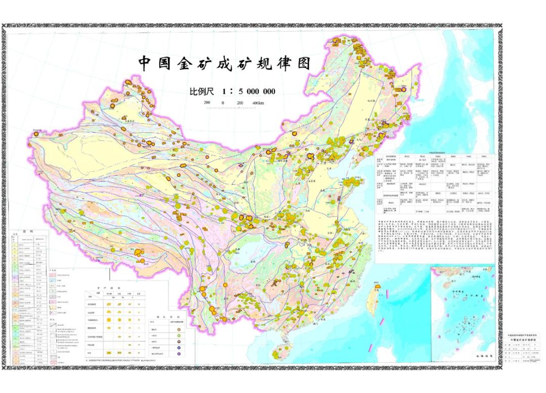 中国金矿成矿规律图