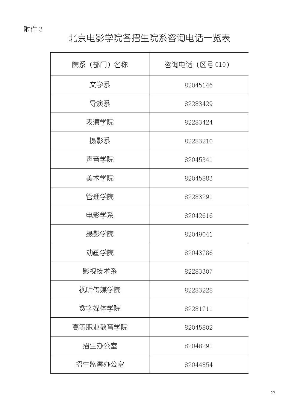 北京电影学院艺术类招生简章