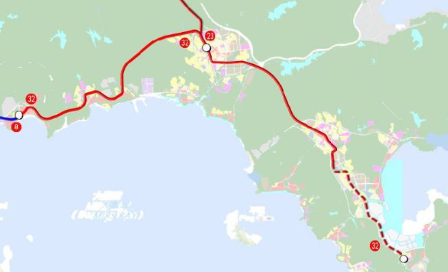 规划中的地铁线路: 23号线与32号线 23号线将从深圳坪山站至大鹏葵涌