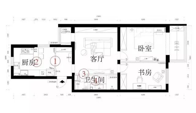 76平的简约风小户型二居室,把餐厨放在一起更加宽敞