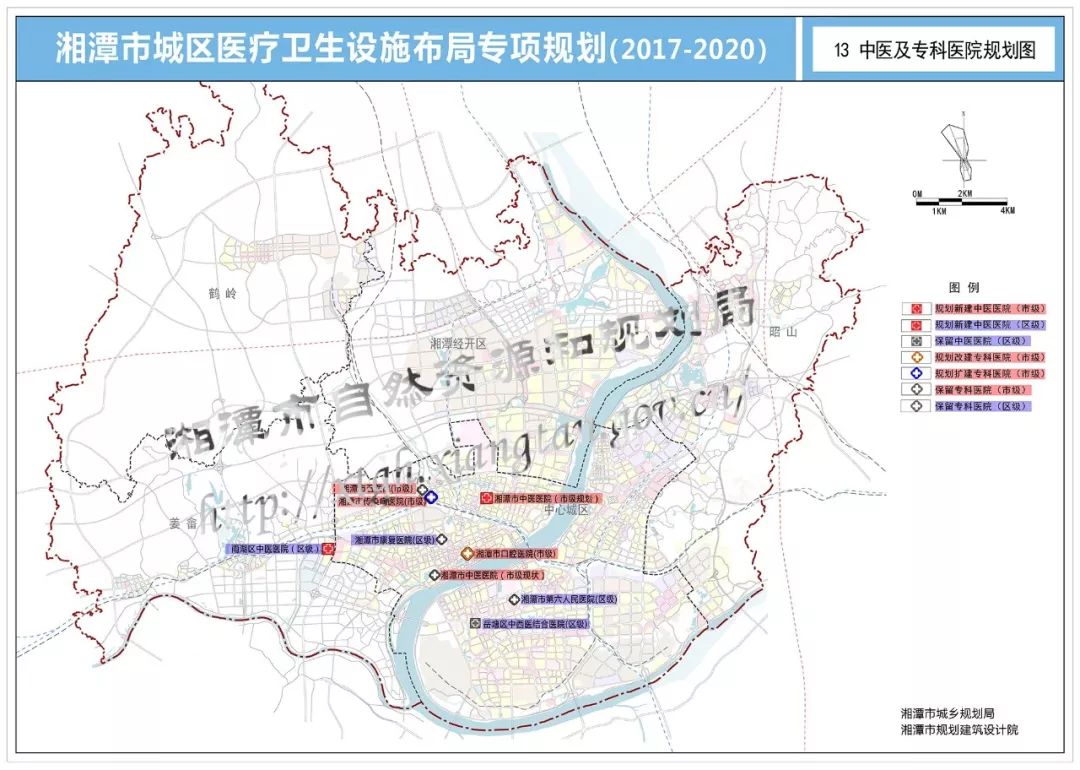 城区规划中医院3家 新建湘潭市中医院,雨湖区中医院;保留岳塘区中西