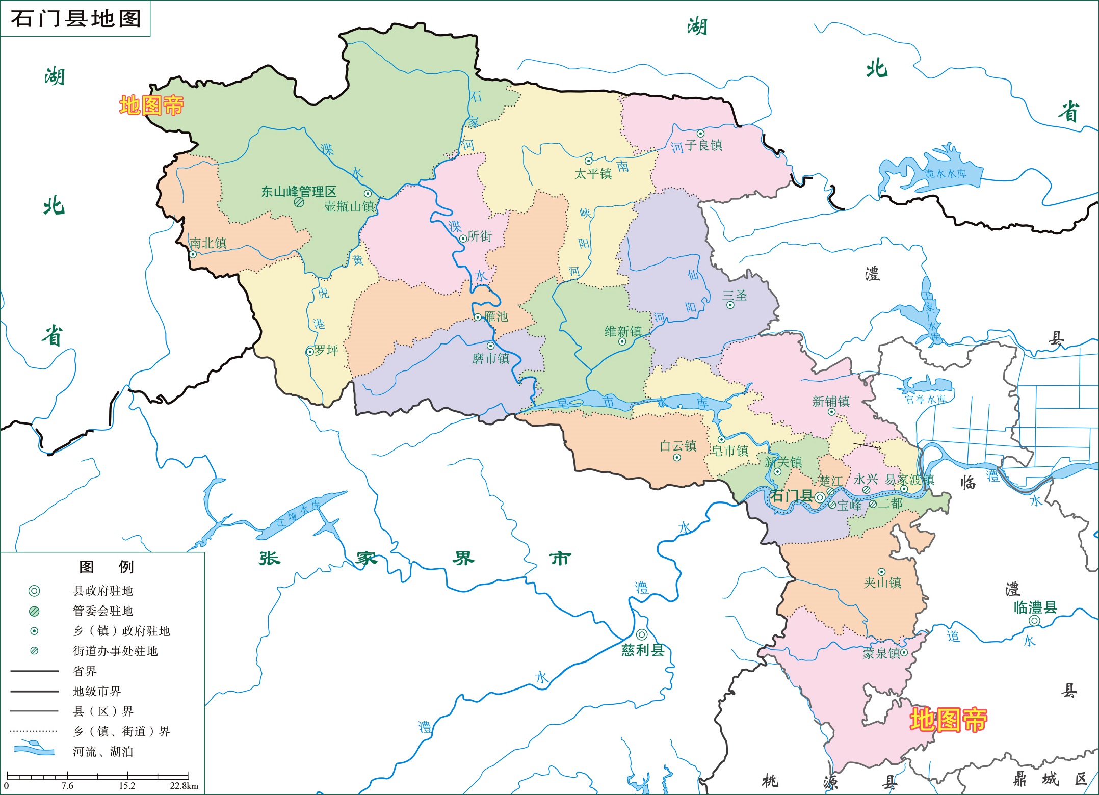 湖南常德2区6县1市,10幅最新高清地图