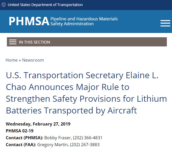 FAA制定了更加严格的锂电池货物托运规则 电