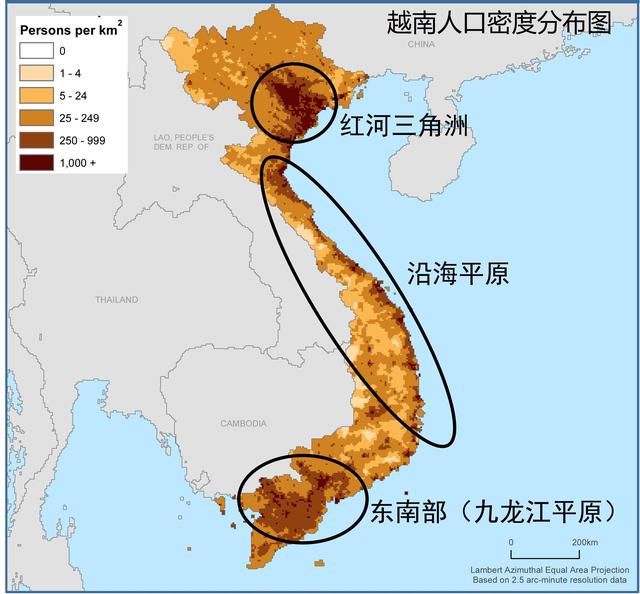 越南人口分布图