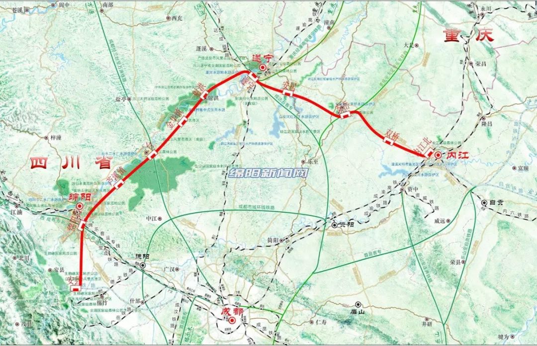 绵遂内铁路已纳入《国家中长期铁路网规划》和《成渝地区城际铁路建设