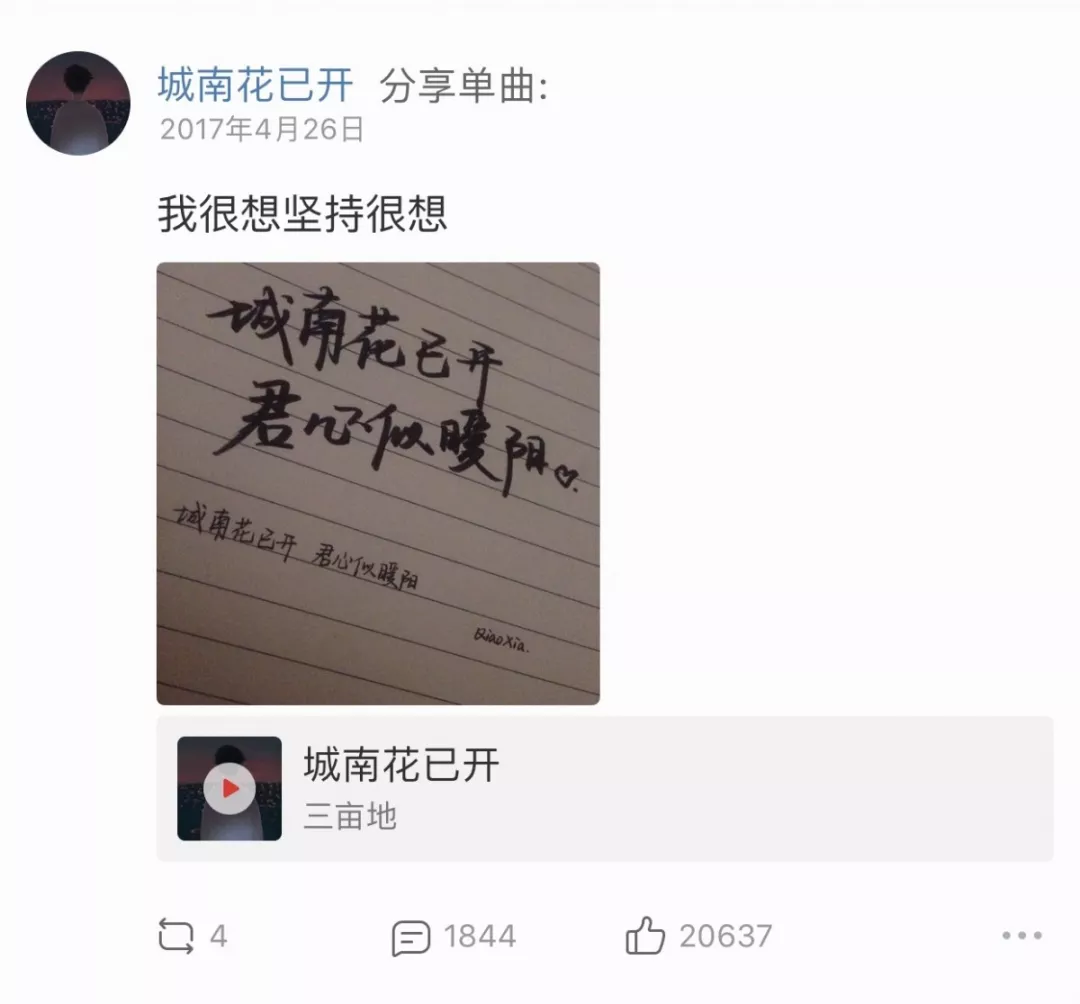 少年的网易云城南花已开听到了城南花已开曲子完成最终创作出这首城南