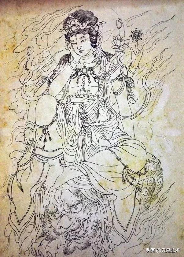 传统白描作品,好有年画的味道