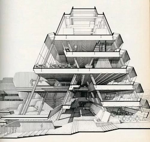 他就是 保罗 · 鲁道夫 paul rudolph 老规矩 局部放大走起 来两张小