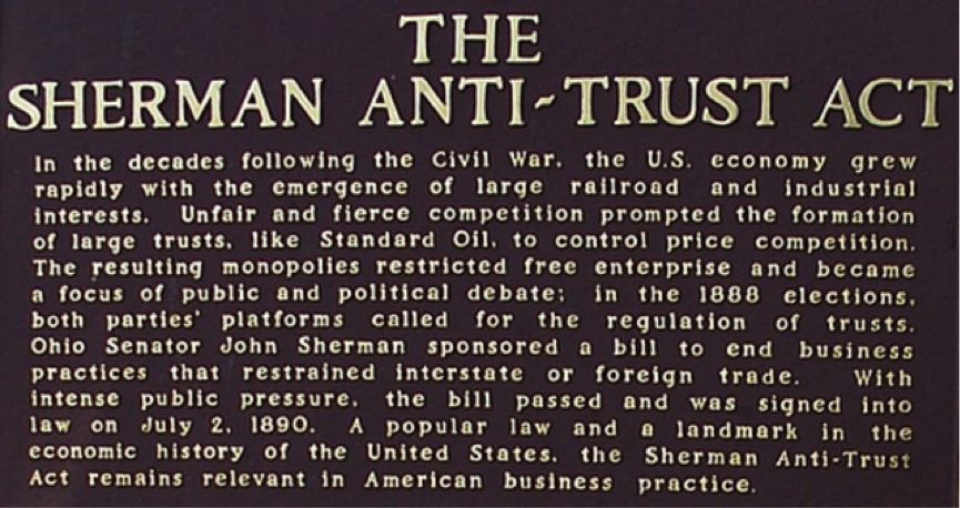 以至于1980年联邦政府通过《谢尔曼法(the sherman antitrust act)