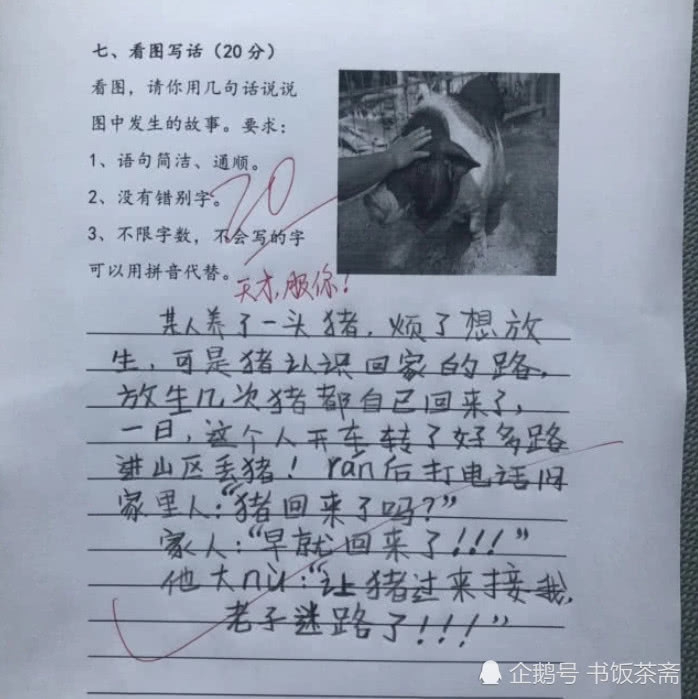 几位小学老师在网上晒出了学生们的作业,看图写话,看得网友们哭笑不得