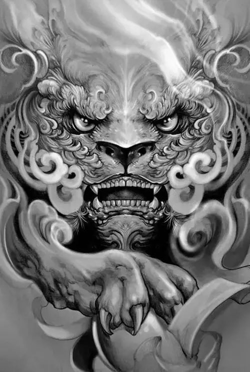作为一种中国传统纹身图案唐狮子也是一种潮流