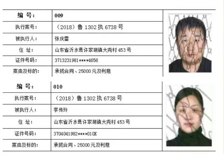 沂水两名老赖被法院曝光沂水事儿全知道3月4日