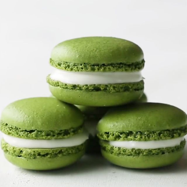 ▼matcha macaron抹茶马卡龙就为了周末春游吃好玩好我一口气准备了5