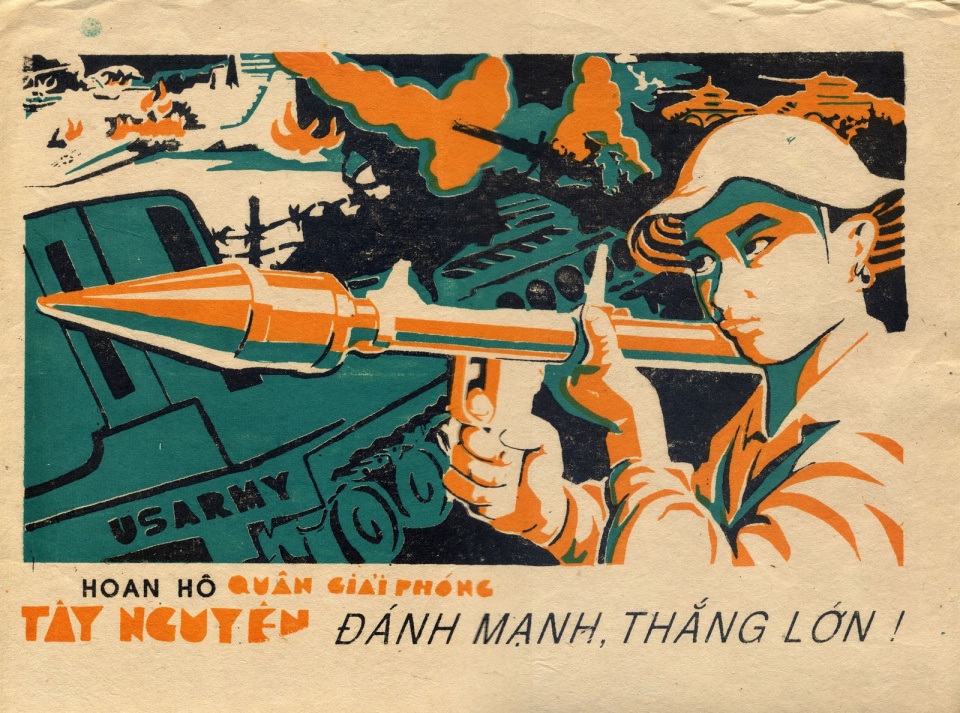 越战时期北越海报:河内获得巨大胜利,要击落4