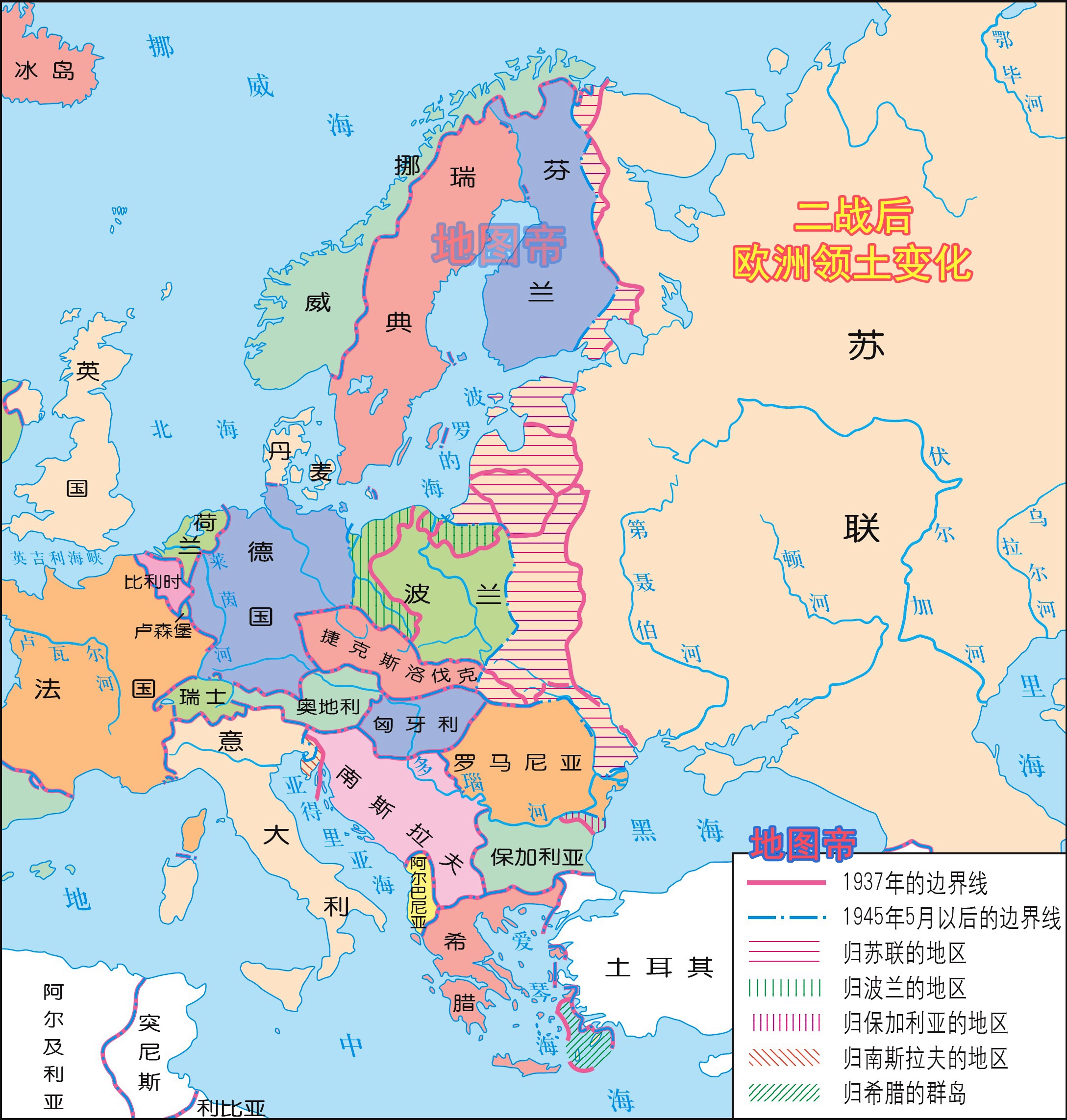 欧洲大陆的矢量地图与国家 主要城市和海和海岛名字在强的灿烂的颜色图库矢量图作者：© pingebat 211249790