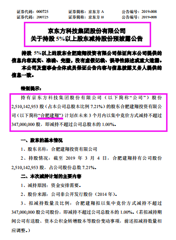 京东方A:两大股东此刻的减持 已成 天使与魔鬼