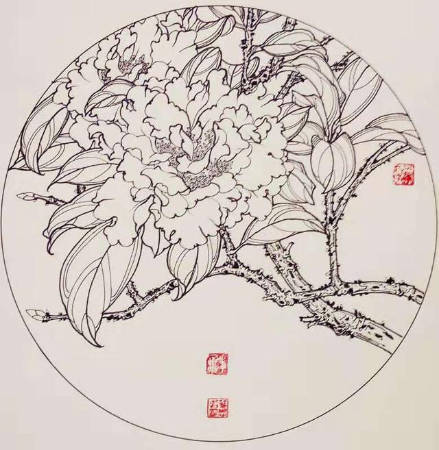 九百零五—茶花(中性笔白描花卉习作)18,叶志军的钢笔画九百零四