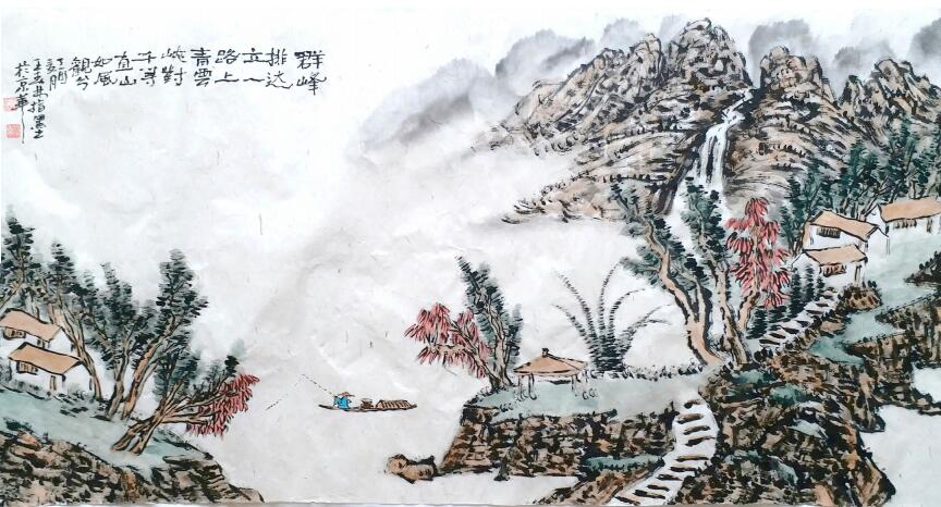 著名指画家王春林指墨山水画作品赏:青岛李岩报道