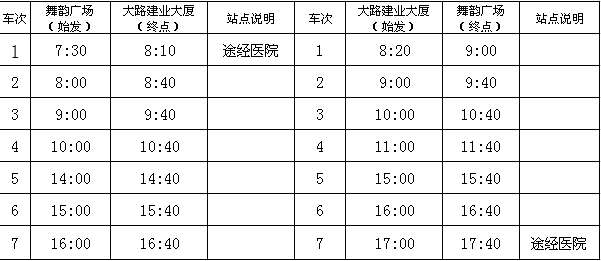 薛家湾至大路新区免费公交周六周日临时运营时刻表