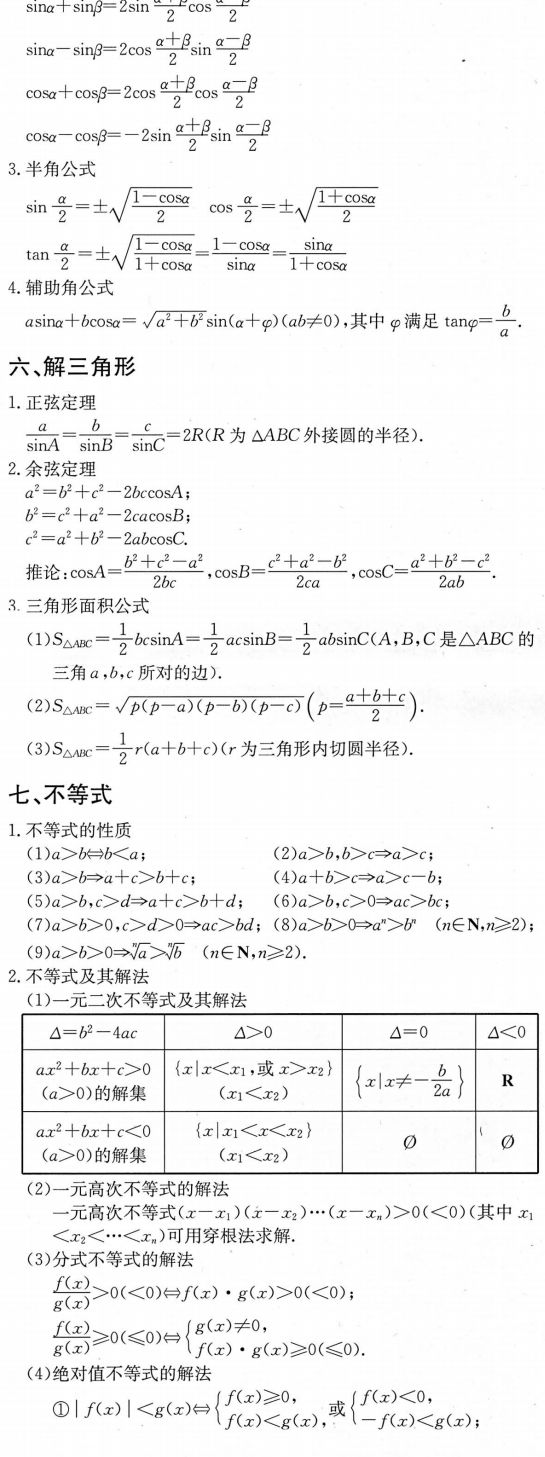 推荐 衡水中学高考数学必背公式整理 19 3 10 考必背