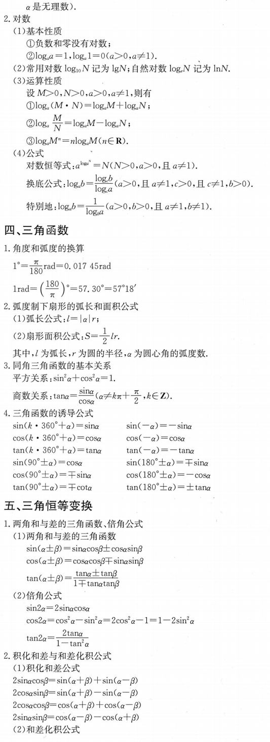 推荐 衡水中学高考数学必背公式整理 19 3 10 考必背