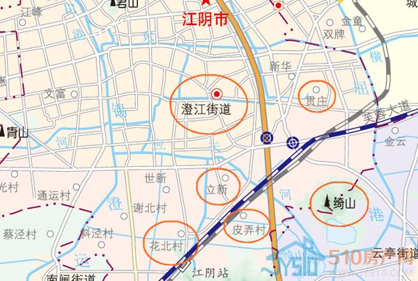 (部分拆迁区域大致区位图) (苏南沿江高铁线路图 来源于江阴交通)