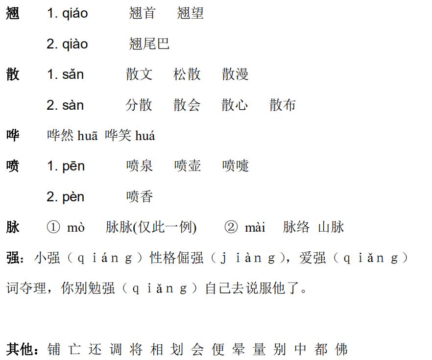 先关注" i小学"公众号,然后公众号下方留言框输入" 多音字",即可免费