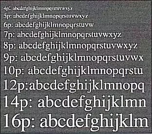 白底和反相英文字母样张打印效果
