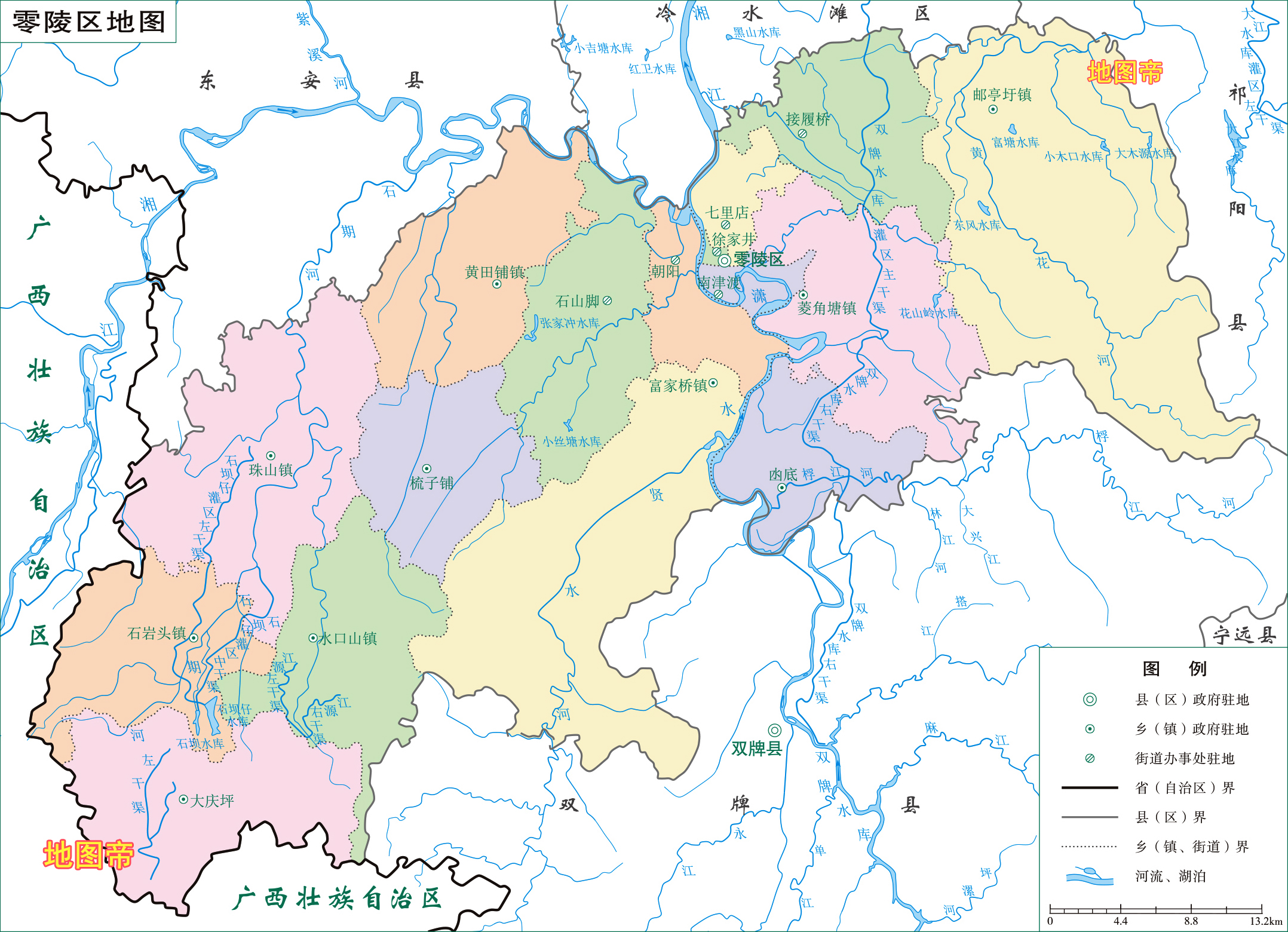 国家历史文化名城湖南永州市高清地图