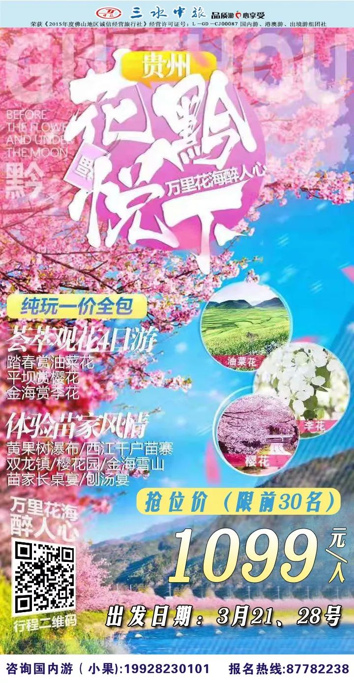 抢位优惠 限前30名 花黔悦下 贵州万里花海醉人心 体验苗家风情 荟萃观花4日游 瀑布