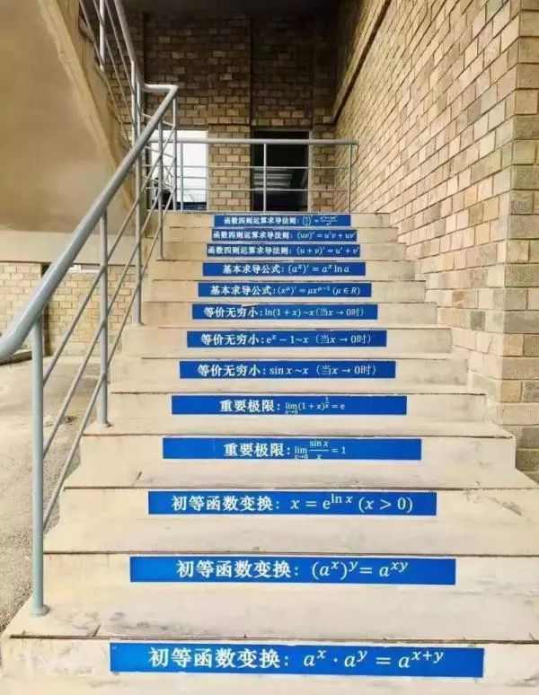 高校“硬核”公式台阶走红 网友：这楼梯“学渣不通”