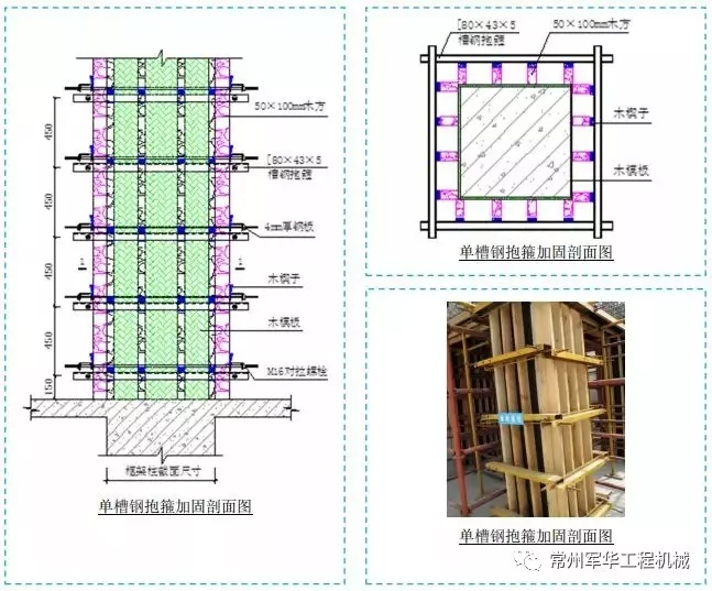 1,单槽钢抱箍加固适用于 截面尺寸 1200mm框架柱,具有足够的刚度及