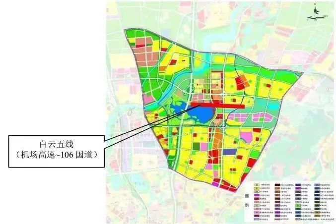 白云五线规划为广州东西向的城市干道,连接机场高速和106国道,全长