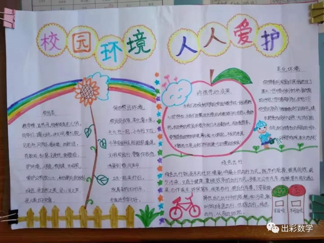 学生作品:"爱护校园环境"手抄报