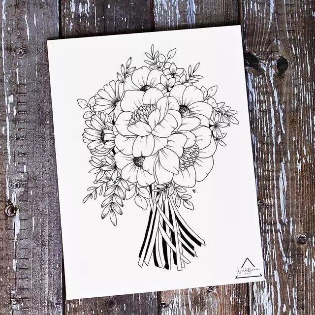 针管笔线描花卉素材集合,植物系黑白插画!