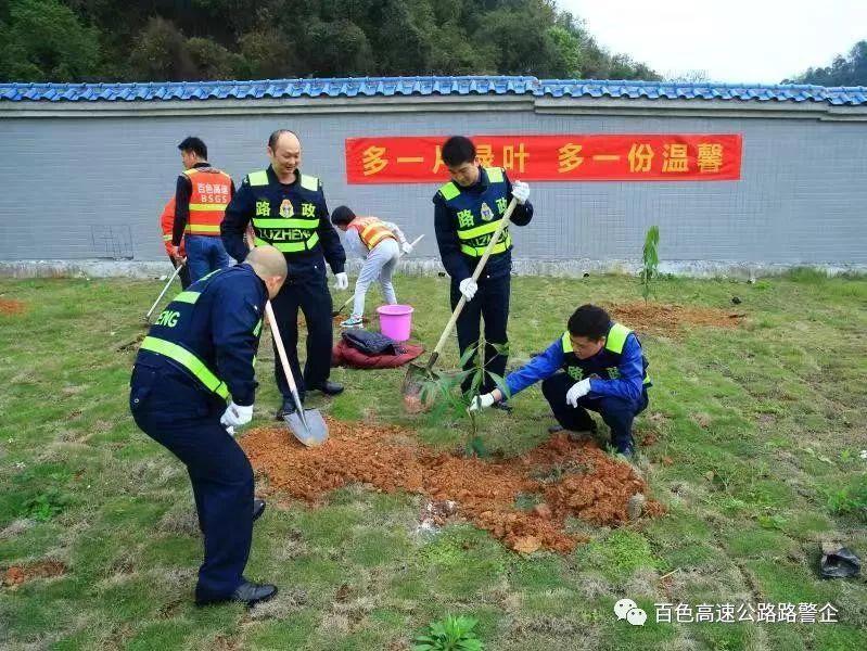 g78汕昆高速河百段百色北收费站,与百色高速运营公司共同开展植树活动