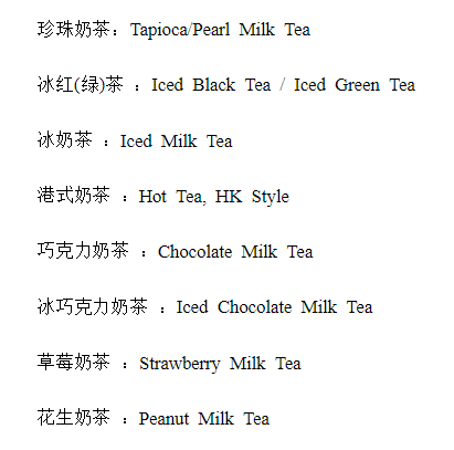 "奶茶"用英语怎么说?