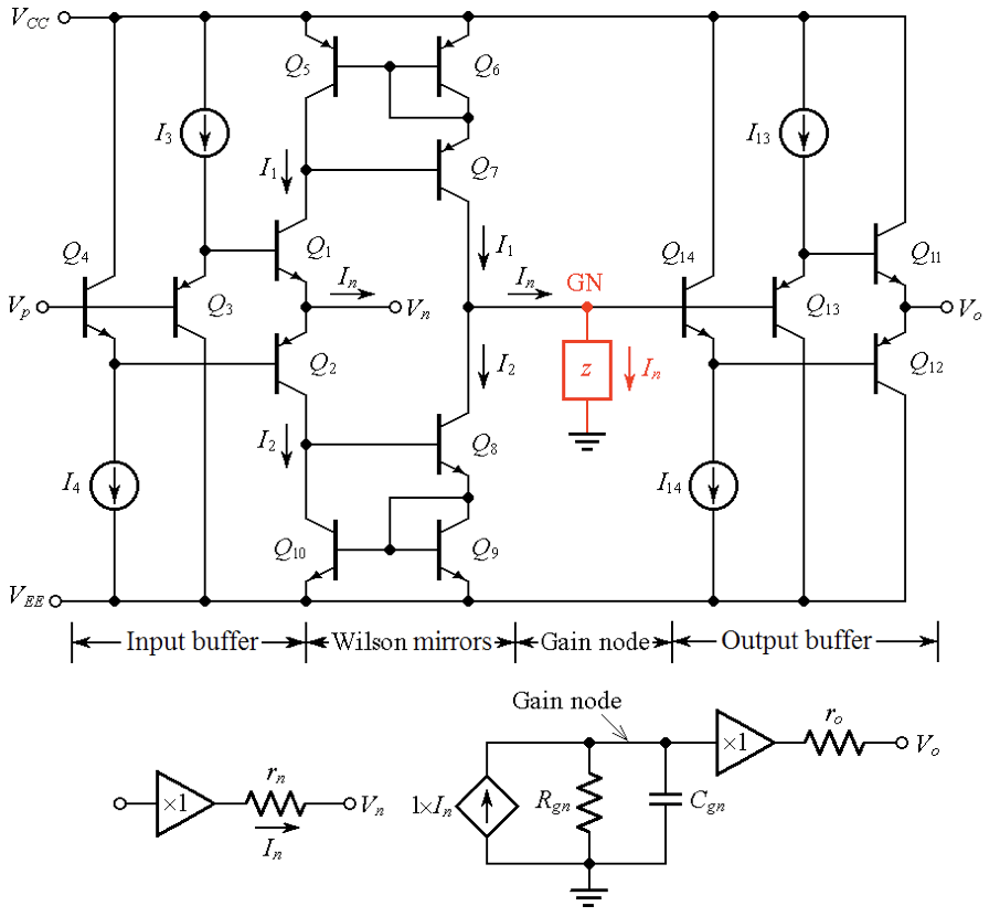 图6.cfa(顶部)及其组成部分(底部)的电路原理图.
