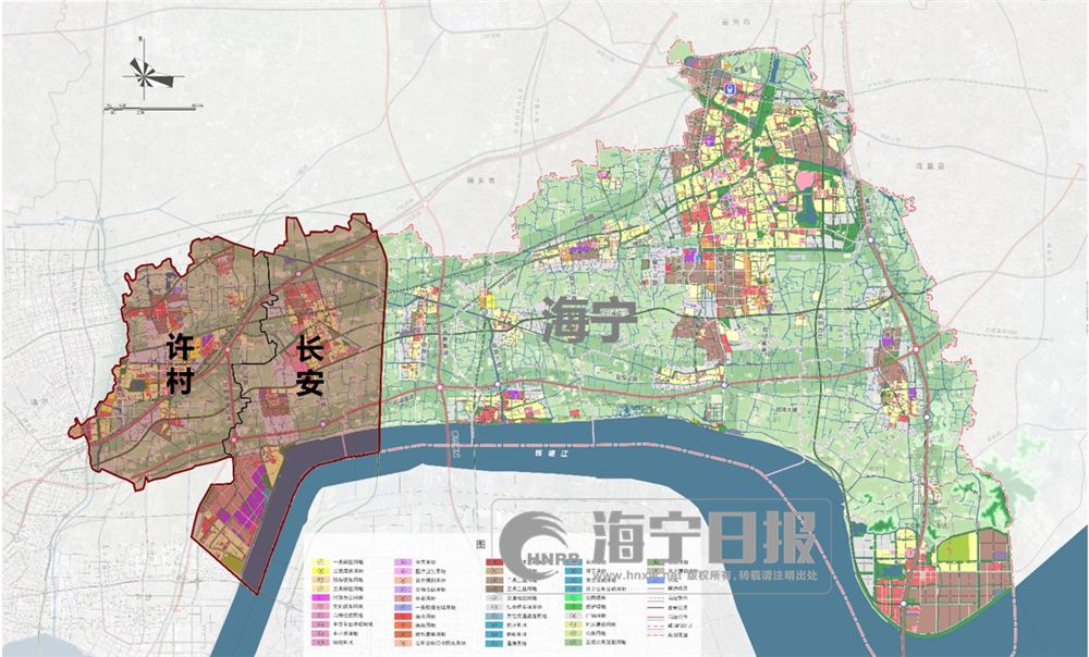 此次,杭海新城规划范围以长安和许村镇界为主体,西,北,南至海宁市域