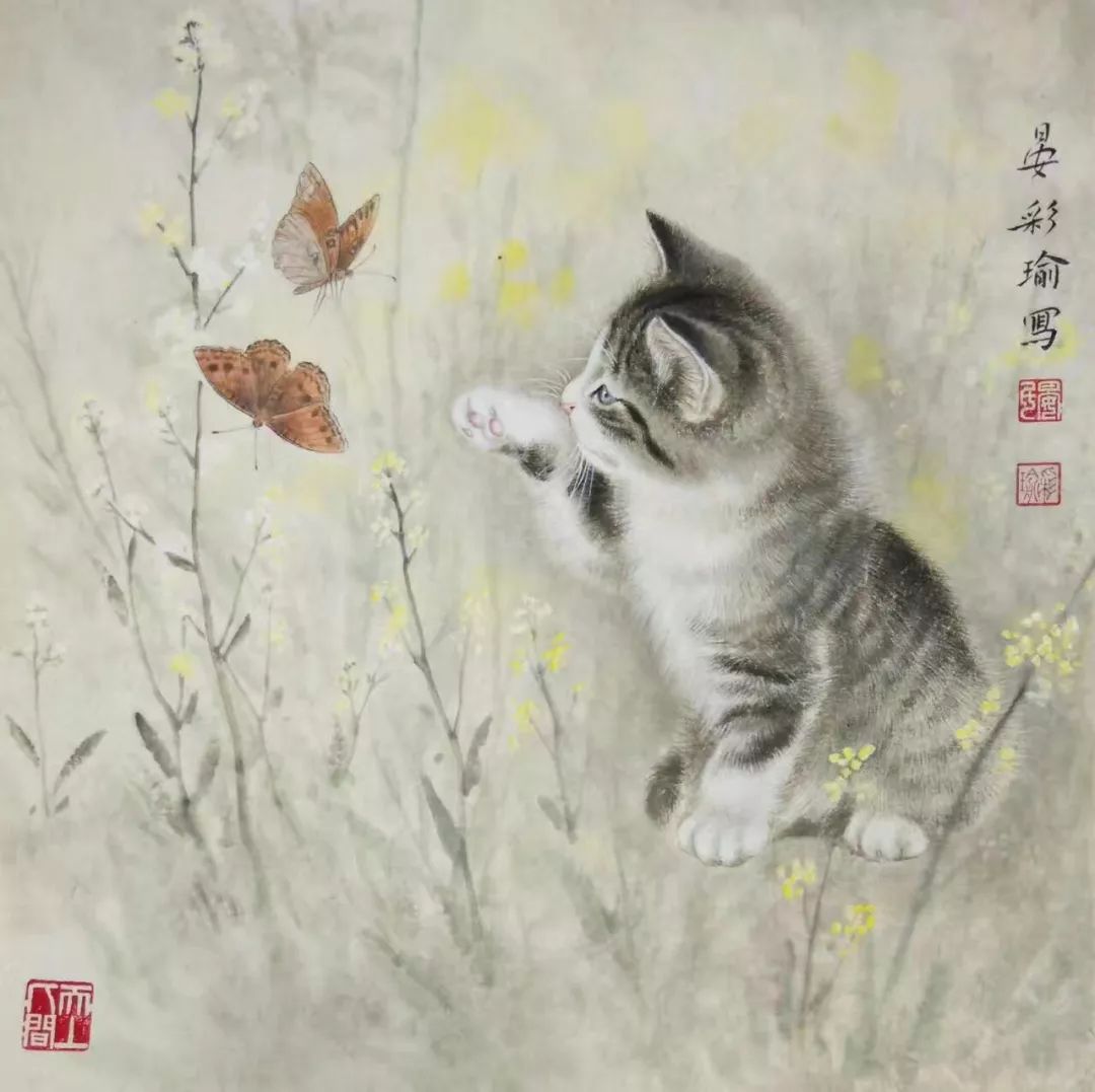 【国画教程】工笔猫画法染色示范