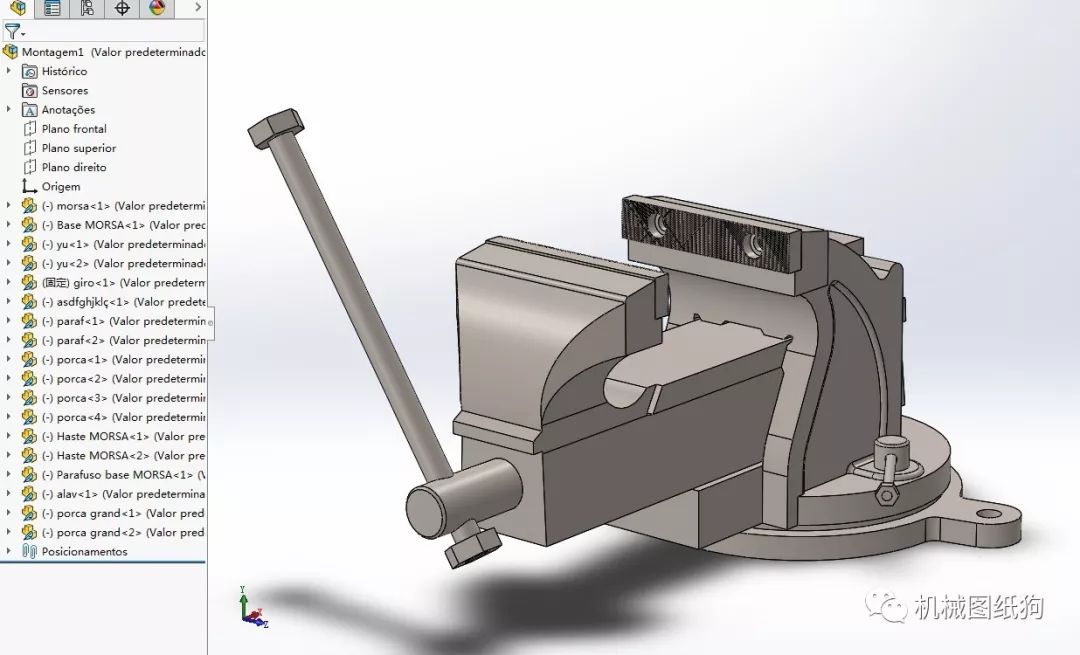 【工程机械】clamp vise台虎钳3d数模图纸 solidworks
