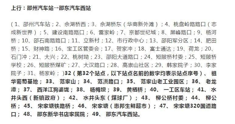 邵东到邵阳公交邵东段18个站点公布请收藏备用