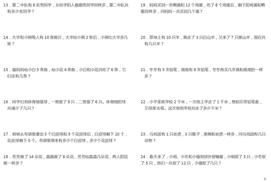 小学一年级数学应用题100道(高难度),可免费领取下载打印!