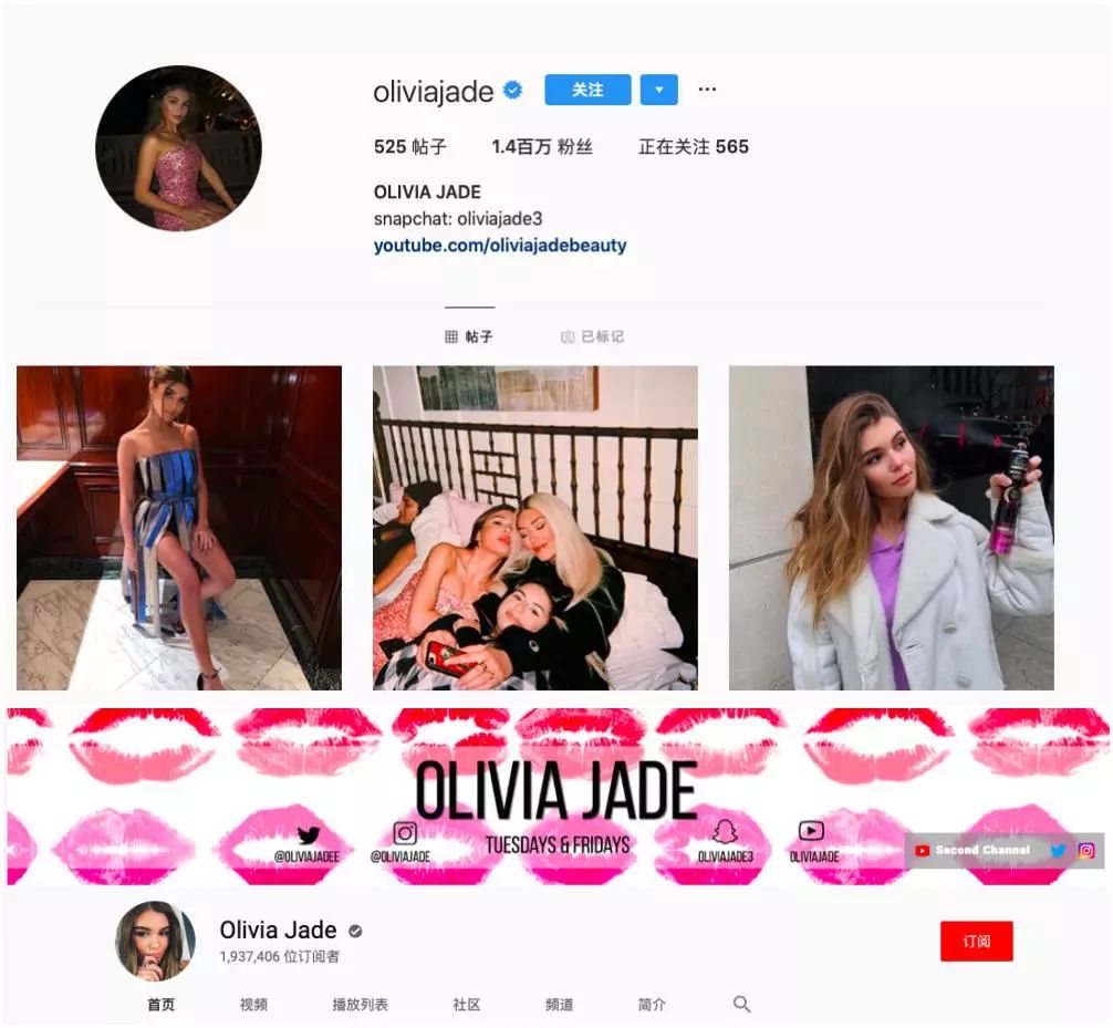 19岁的olivia jade拥有近200万油管粉丝和140万ig粉丝.