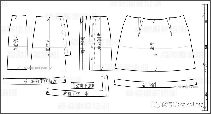 尚装| 平面制版 | 偏开门小a裙制版