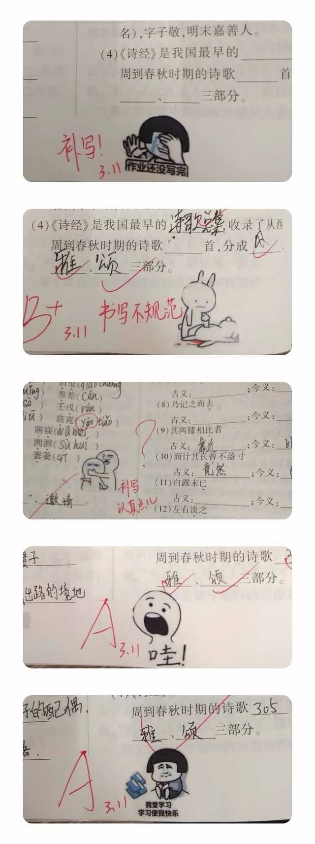 贴表情包批改作业