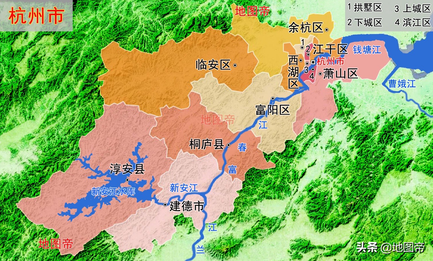 浙江杭州1市2县以及千岛湖高清地图