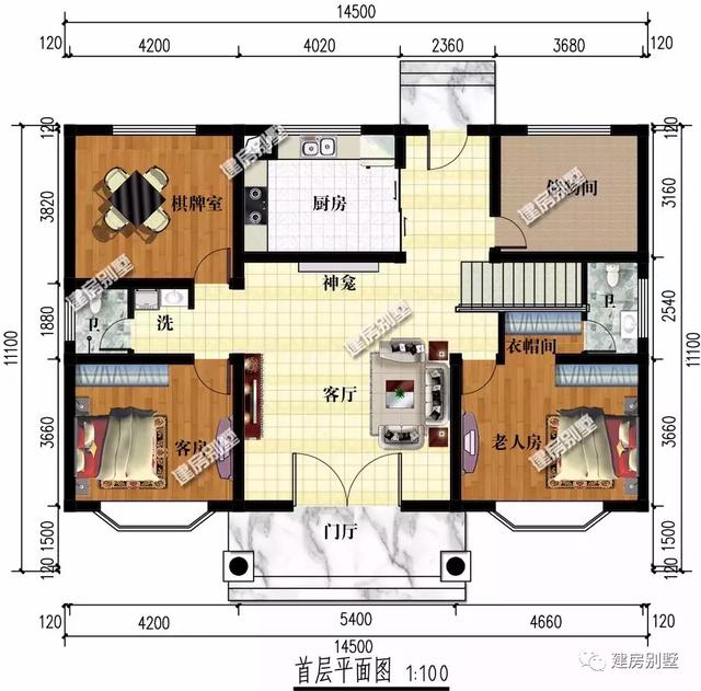 两栋三开间设计的小别墅户型,造价经济是基本要求