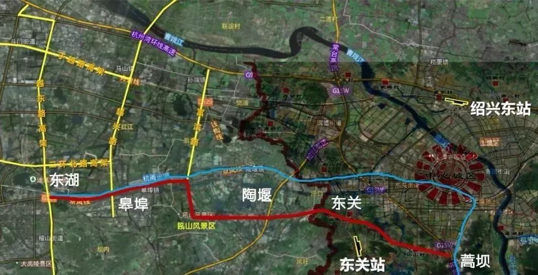 总体线路一览:蓝线为现104国道红线为104国道改建新线路线路走向线路