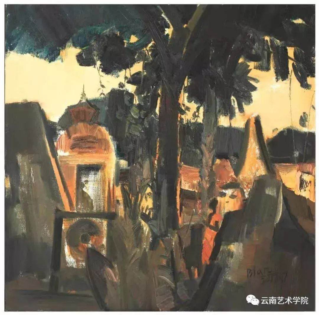 边小强:佛寺梵音2,布面油画